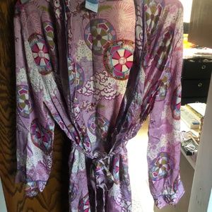 LUXURY SILK NICK&NORA VINTAGE100% SILK EAST ASIAN ROBE,SZL/XL,EUC,UNIQUE